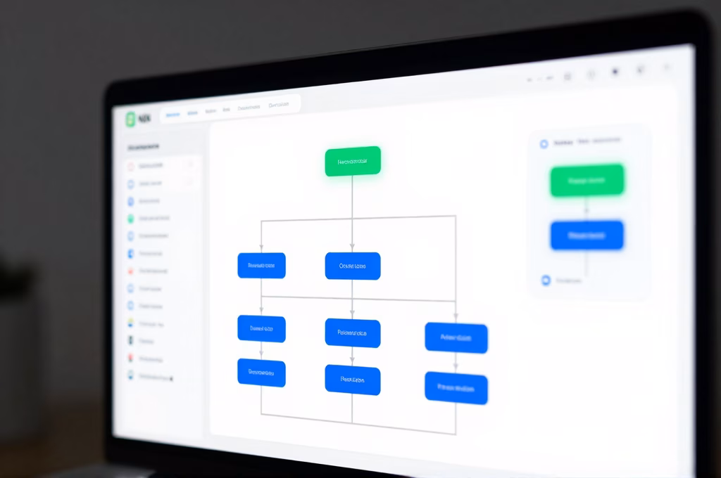 Interfaces de dashboard modernes montrant des outils d'automatisation IA et workflows visuels