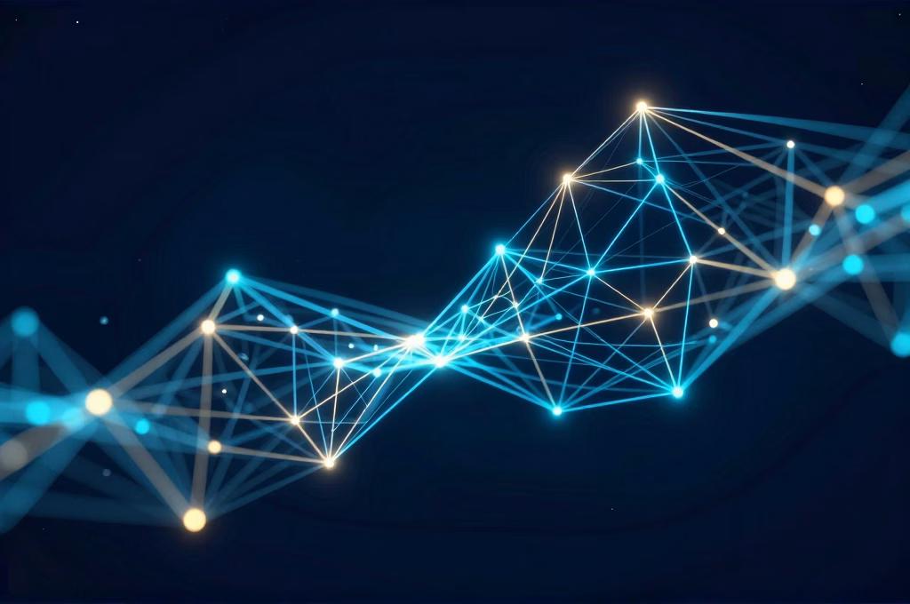 Structure web abstraite symbolisant le lancement reussi d'un site one page performant